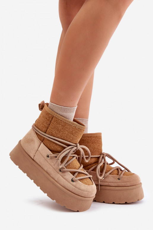 sniego batai su stilingomis detalėmis su platforma rudos spalvos Mavora