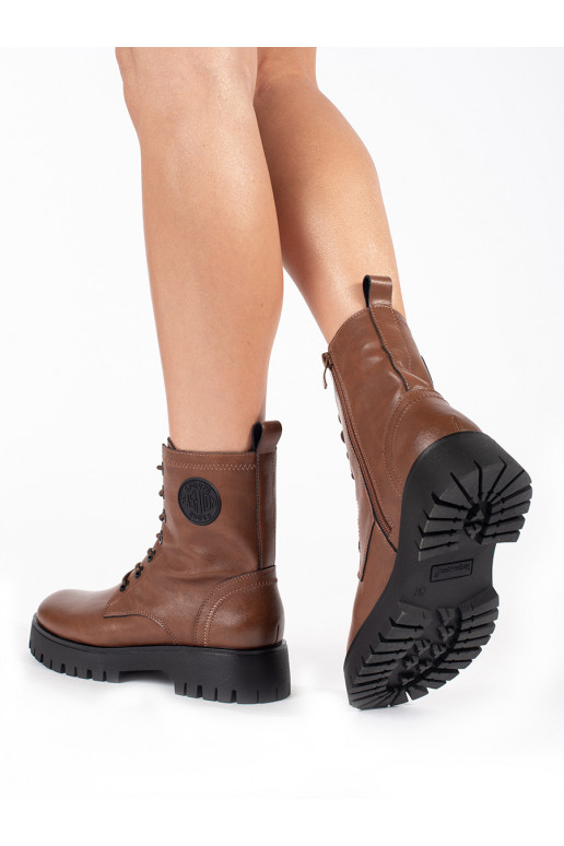 rudos spalvos su raištukais   moteriški batai su platforma Sergio Leone rudos spalvos su raištukais   moteriški batai su platforma Sergio Leone