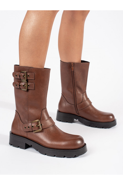 rudos spalvos   moteriški batai su platforma ozdobione paskami Sergio Leone