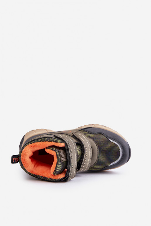 pašiltinti sniego batai batai Vaikiški Big Star OO374129 chaki spalvos