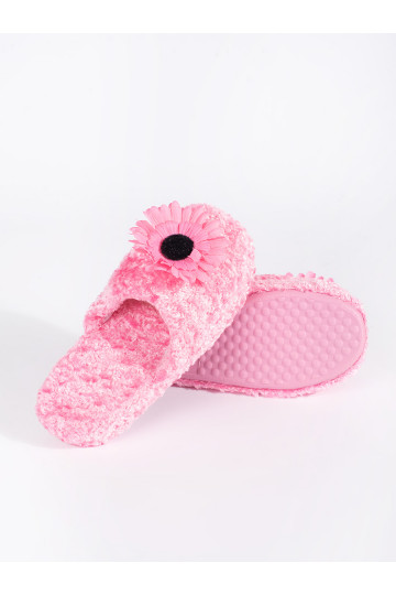 rožinės spalvos kapcie  z ozdobnym su gėlytėmisem