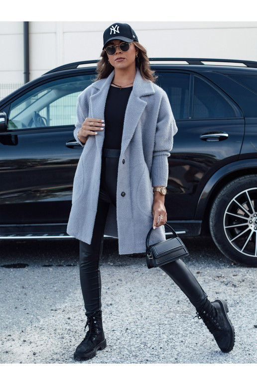 Moteriškas alpakos paltas tamsiai pilkas