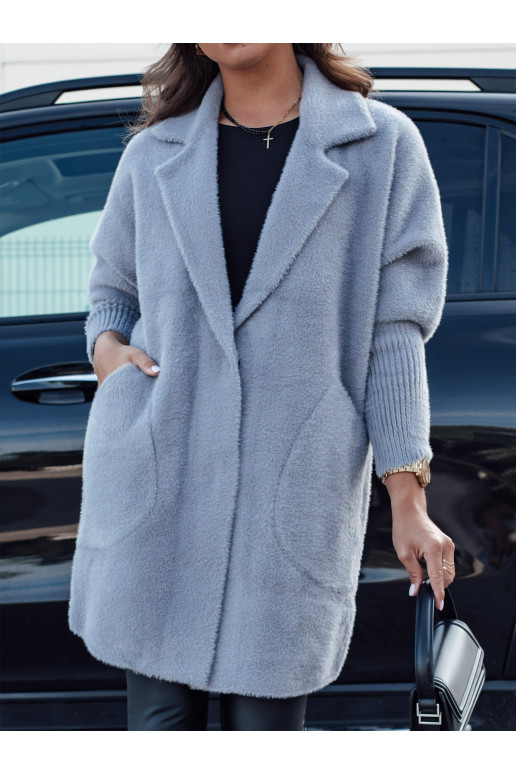 Moteriškas alpakos paltas tamsiai pilkas