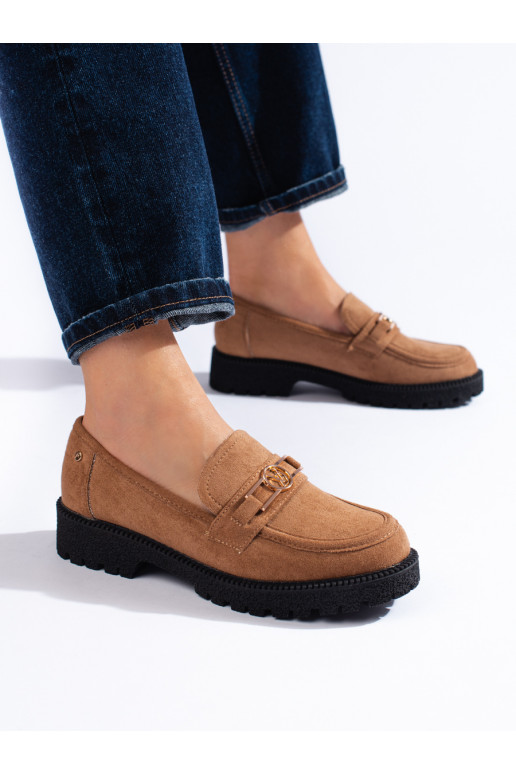 iš zomšos moteriški mokasinai Potocki rudos spalvos