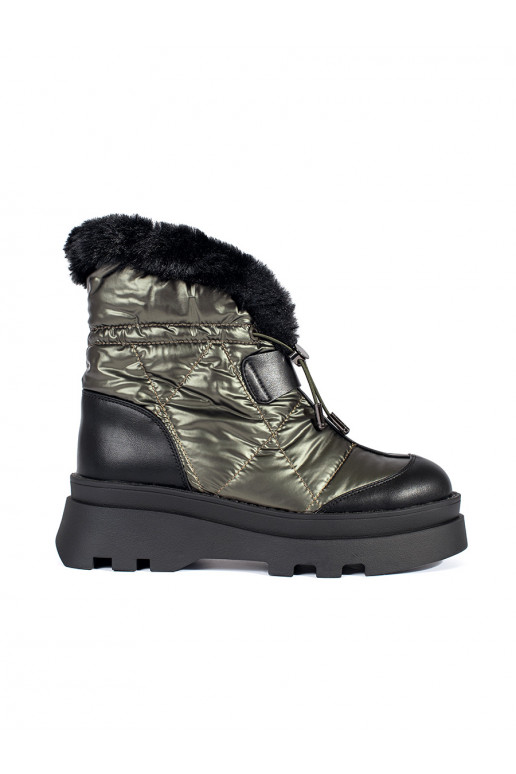 žalios spalvos Moteriški sniego batai z juodos spalvosm  su platforma