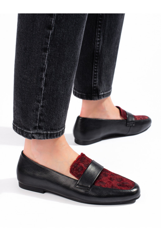 moteriški pusbačiai su kailiuku Shelovet juodos bordinės spalvos