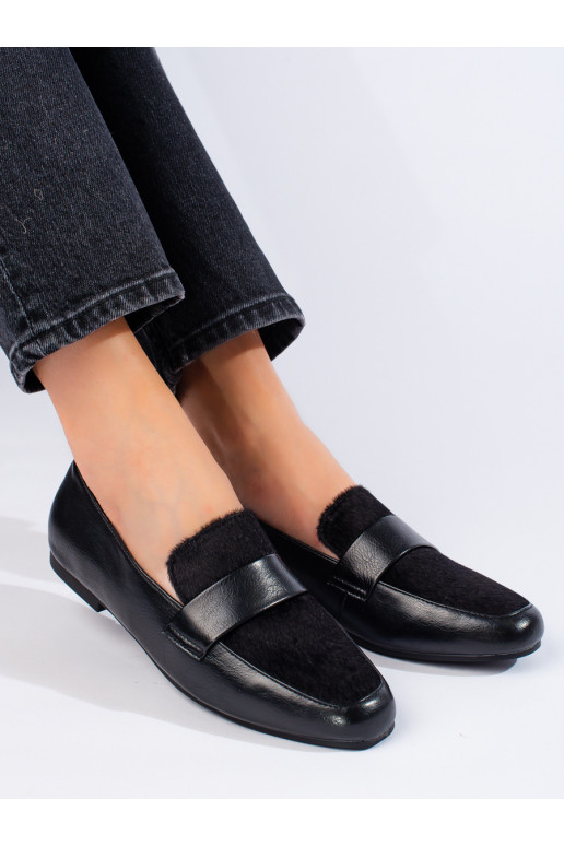 juodos spalvos moteriški pusbačiai su kailiuku Shelovet