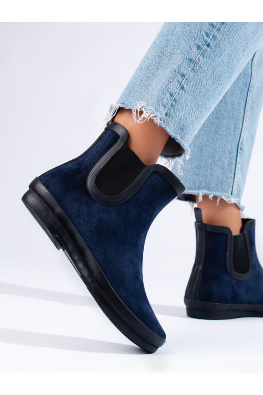 iš zomšos guminiai batai su pašiltinimu mėlynos spalvos Potocki