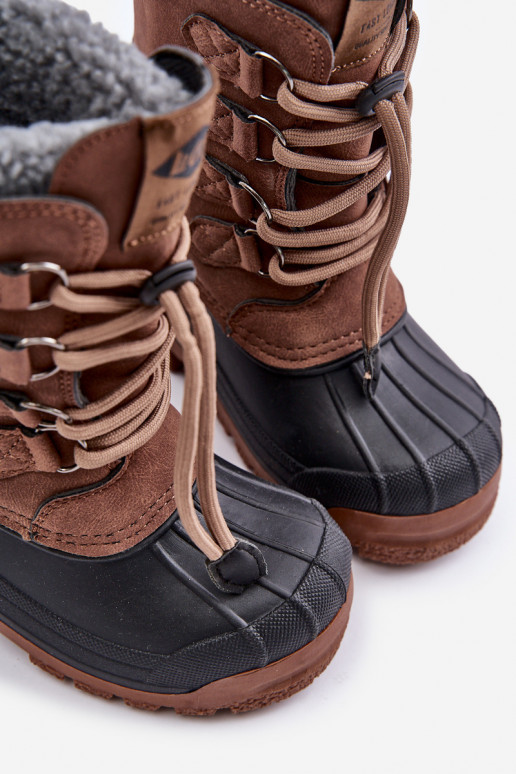  šilti sniego batai Vaikiški su užtempiamu užsegimu Lee Cooper LCJ-24-44-2842K rudos spalvos