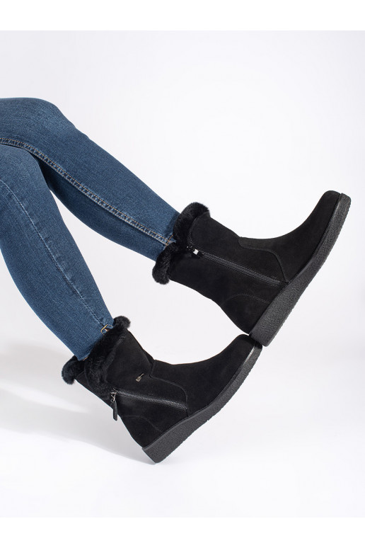 pašiltinti   juodos spalvos moteriški batai su kailiuku Sergio Leone