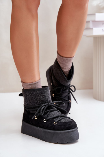 sniego batai su stilingomis detalėmis su platforma Juodos spalvos Mavora 2