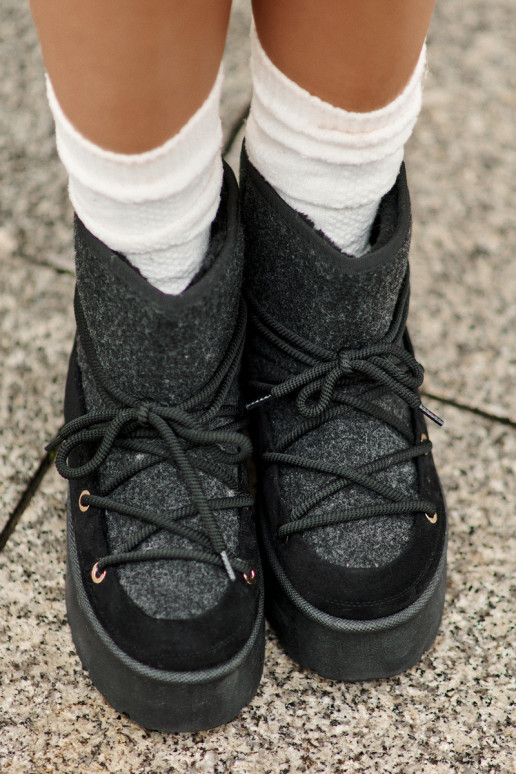 sniego batai su stilingomis detalėmis su platforma Juodos spalvos Mavora