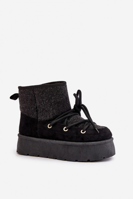 sniego batai su stilingomis detalėmis su platforma Juodos spalvos Mavora
