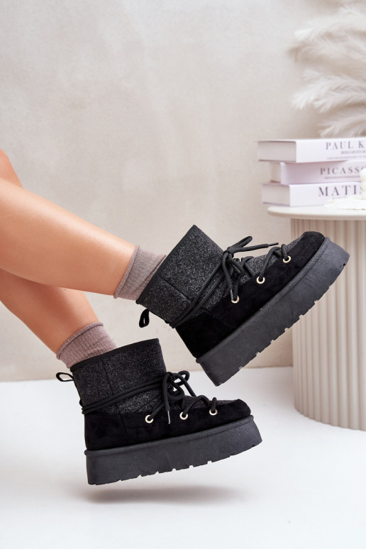 sniego batai su stilingomis detalėmis su platforma Juodos spalvos Mavora