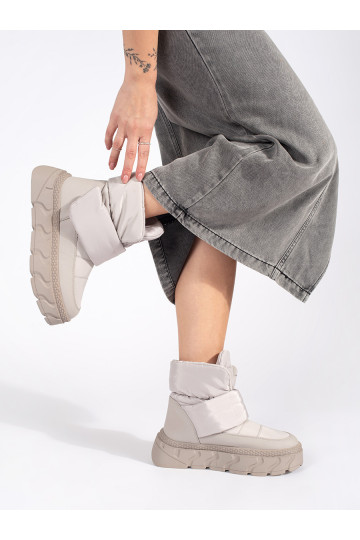 pilkos spalvos su pašiltinimu Moteriški sniego batai su masyviu kulnu 2