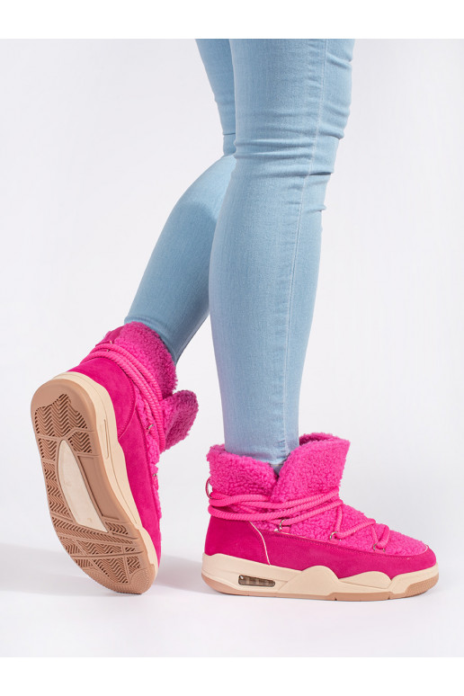rožinės spalvos Moteriški sniego batai su masyviu kulnu rožinės spalvos Moteriški sniego batai su masyviu kulnu