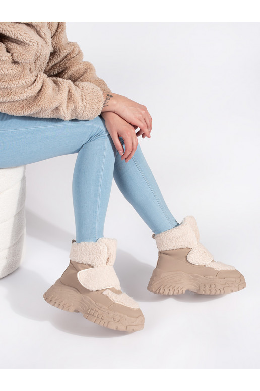smėlio spalvos  sniego batai su platforma su kailiuku typu baranek smėlio spalvos  sniego batai su platforma su kailiuku typu baranek