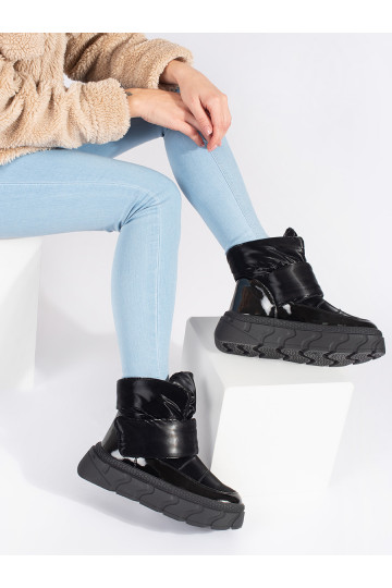Juodos spalvos su pašiltinimu Moteriški sniego batai su masyviu kulnu