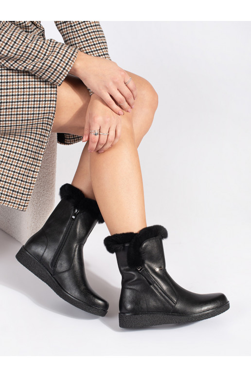 pašiltinti   juodos spalvos moteriški batai su kailiuku Sergio Leone