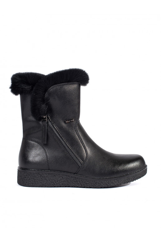 pašiltinti   juodos spalvos moteriški batai su kailiuku Sergio Leone