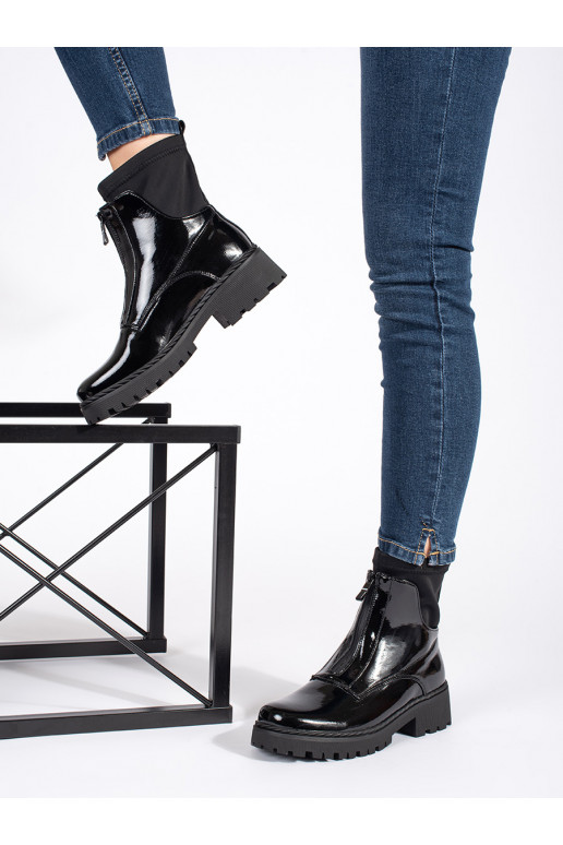 su lako efektu juodos spalvos moteriški batai 