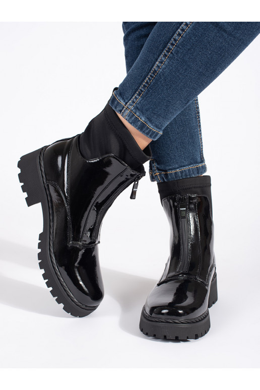 su lako efektu juodos spalvos moteriški batai 