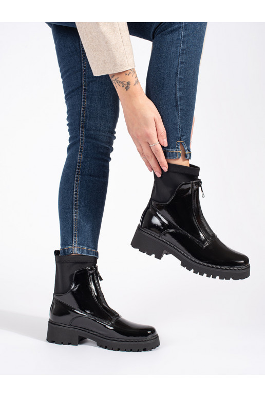 su lako efektu juodos spalvos moteriški batai 