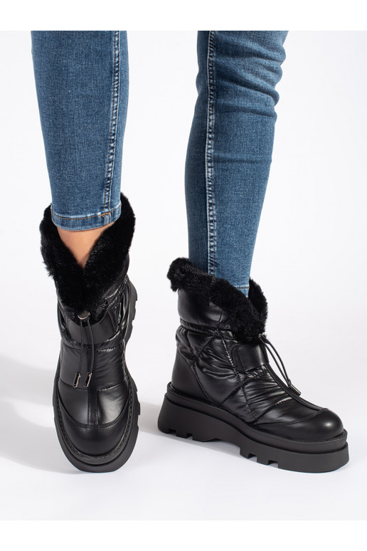 Juodos spalvos Moteriški sniego batai z juodos spalvosm  su platforma