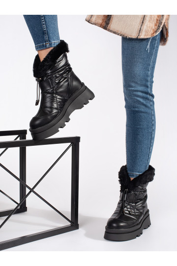 Juodos spalvos Moteriški sniego batai z juodos spalvosm  su platforma 2