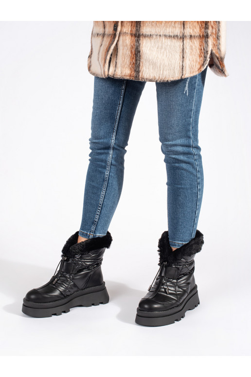 Juodos spalvos Moteriški sniego batai z juodos spalvosm  su platforma