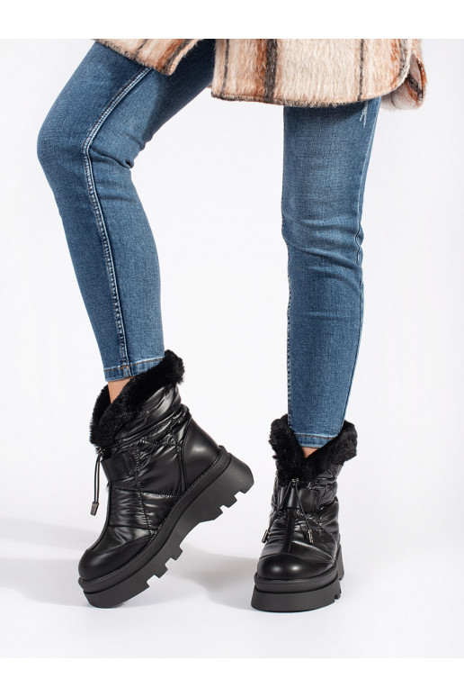 Juodos spalvos Moteriški sniego batai z juodos spalvosm  su platforma