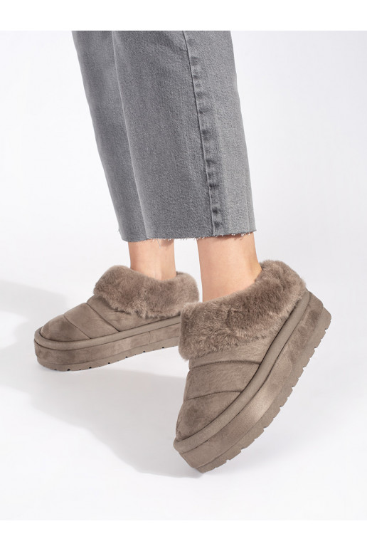 smėlio spalvos   Moteriški sniego batai su kailiuku