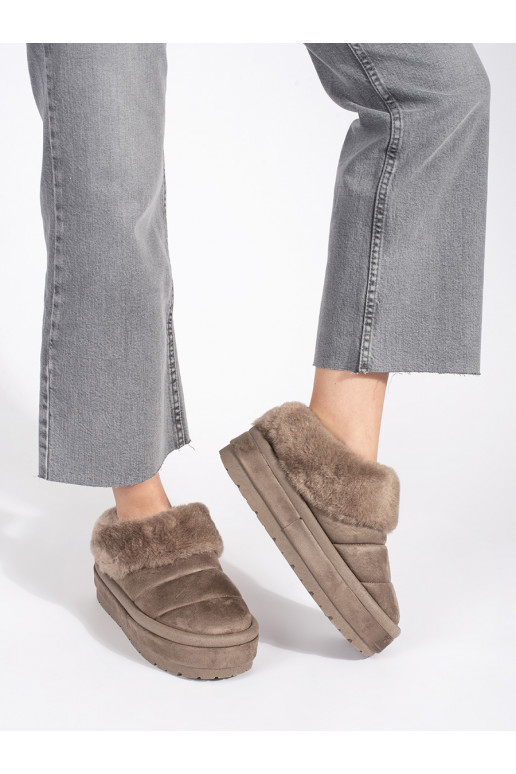 smėlio spalvos   Moteriški sniego batai su kailiuku