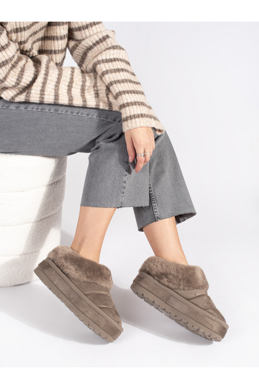 smėlio spalvos   Moteriški sniego batai su kailiuku