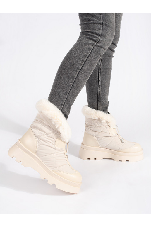 smėlio spalvos Moteriški sniego batai z juodos spalvosm  su platforma