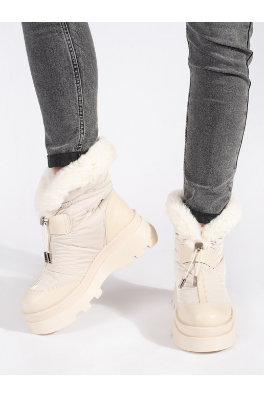 smėlio spalvos Moteriški sniego batai z juodos spalvosm  su platforma