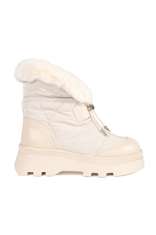 smėlio spalvos Moteriški sniego batai z juodos spalvosm  su platforma