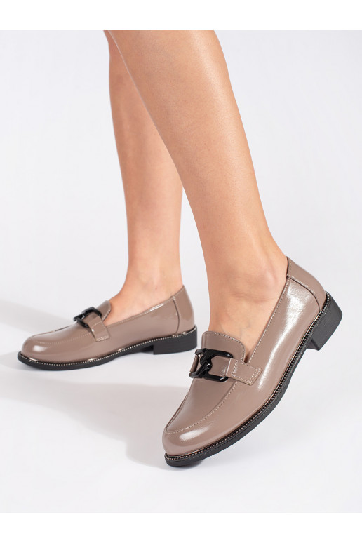 smėlio spalvos mokasinai mokasinai ze skórzaną wkładką