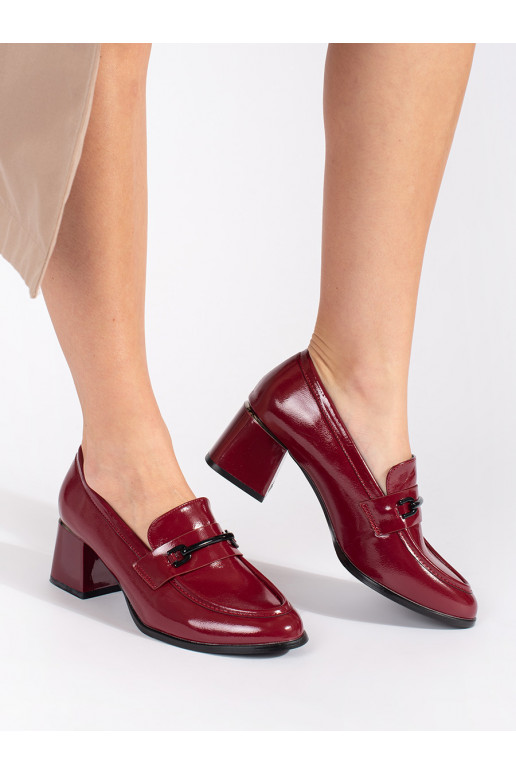 bordo spalvos pusbačiai moteriški mokasinai 