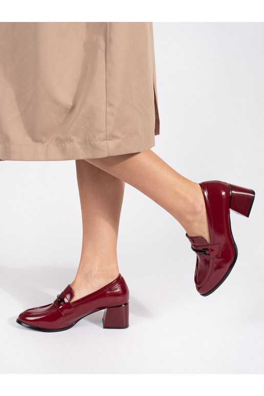 bordo spalvos pusbačiai moteriški mokasinai 