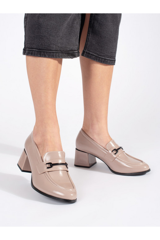 smėlio spalvos pusbačiai moteriški mokasinai 