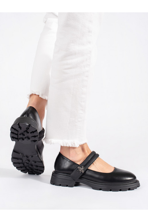 Juodos spalvos moteriški pusbačiai  z metaliczną aplikacją