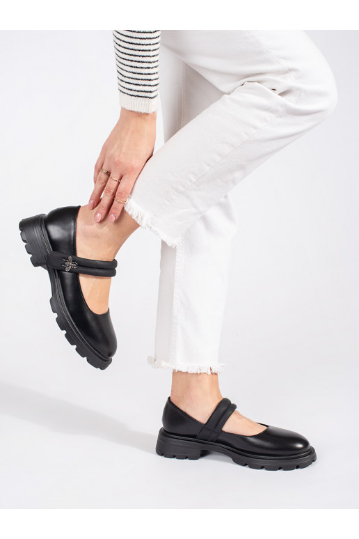 Juodos spalvos moteriški pusbačiai  z metaliczną aplikacją