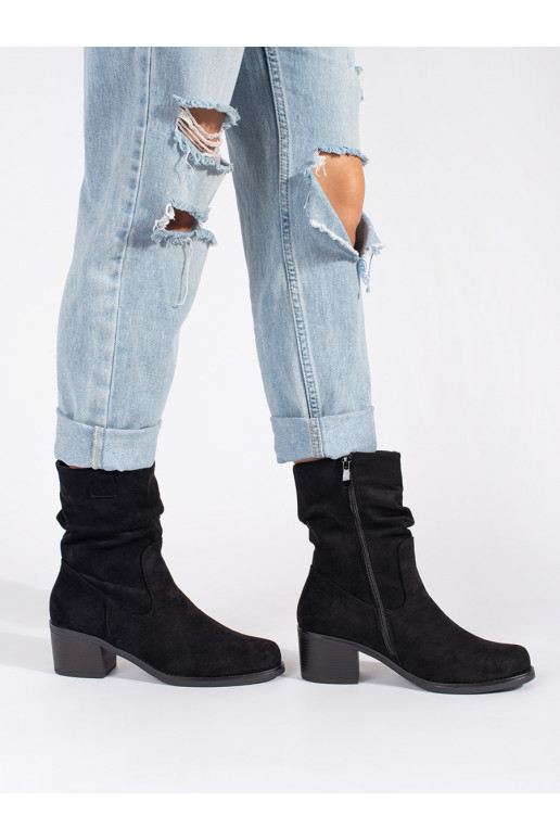 Juodos spalvos moteriški batai stylu kowbojek 