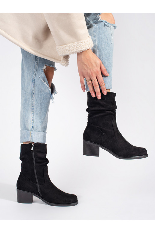 Juodos spalvos moteriški batai stylu kowbojek 