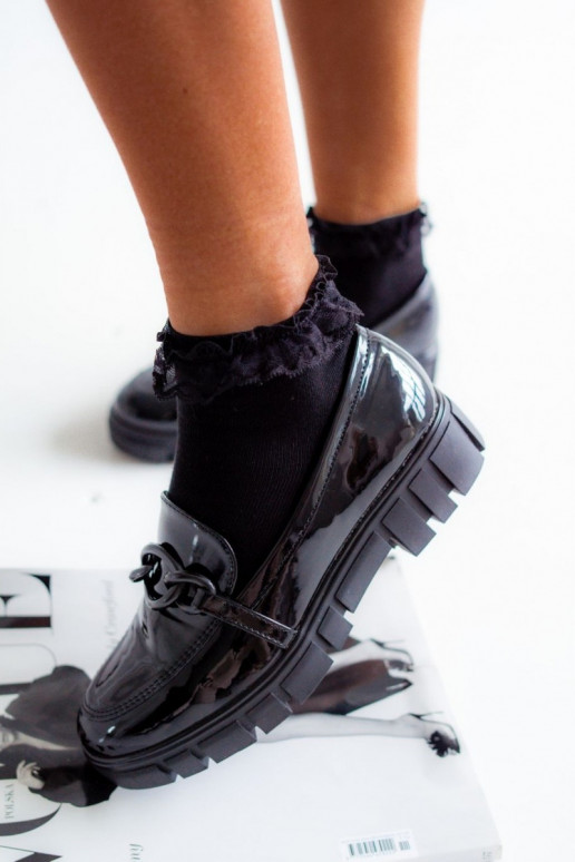 Kojinės  Bawełniane su nėriniais Juodos spalvos