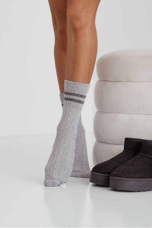 Kojinės  Warkocz su juostelėmis pilkos spalvos