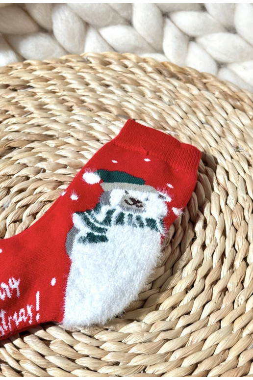 Vaikiški Christmas Medvilninės kojinės raudonos spalvos Vaikiški Christmas Medvilninės kojinės raudonos spalvos