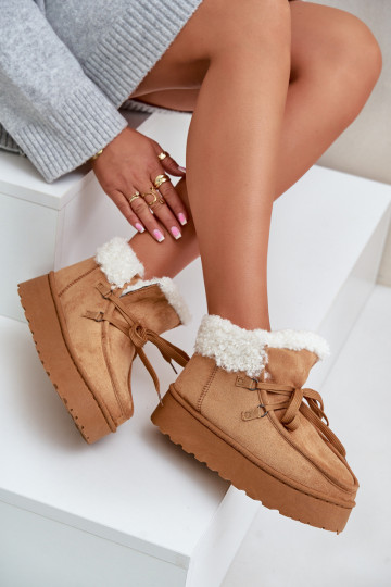 sniego batai  su platforma su kailiuku Typu Branek rudos spalvos Ciabellae