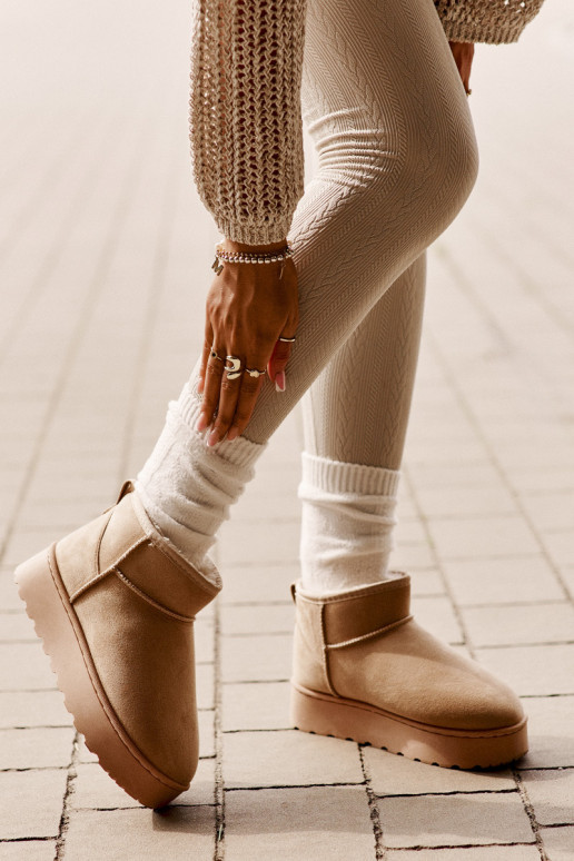 sniego batai  su platforma pašiltinti su kailiuku viduje smėlio spalvos Xamella